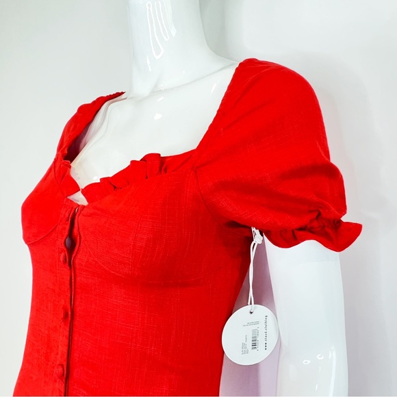 Staud Red Mini Button front Dress - Picture 5 of 12